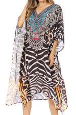 Sakkas MiuMiu Ligthweight Summer Printed Short Caftan Dress / Cover Up
