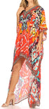 Vestido Sakkas Laisson Flowy Hi-Lo Caftán con diamantes de imitación, cuello en V, corte cuadrado, para cubrir la parte superior