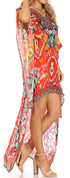 Vestido Sakkas Laisson Flowy Hi-Lo Caftán con diamantes de imitación, cuello en V, corte cuadrado, para cubrir la parte superior