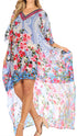 Vestido Sakkas Laisson Flowy Hi-Lo Caftán con diamantes de imitación, cuello en V, corte cuadrado, para cubrir la parte superior