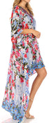 Vestido Sakkas Laisson Flowy Hi-Lo Caftán con diamantes de imitación, cuello en V, corte cuadrado, para cubrir la parte superior
