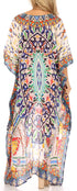 Vestido Sakkas Laisson Flowy Hi-Lo Caftán con diamantes de imitación, cuello en V, corte cuadrado, para cubrir la parte superior
