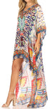 Vestido Sakkas Laisson Flowy Hi-Lo Caftán con diamantes de imitación, cuello en V, corte cuadrado, para cubrir la parte superior