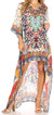 Vestido Sakkas Laisson Flowy Hi-Lo Caftán con diamantes de imitación, cuello en V, corte cuadrado, para cubrir la parte superior