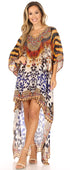 Vestido Sakkas Laisson Flowy Hi-Lo Caftán con diamantes de imitación, cuello en V, corte cuadrado, para cubrir la parte superior
