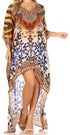Vestido Sakkas Laisson Flowy Hi-Lo Caftán con diamantes de imitación, cuello en V, corte cuadrado, para cubrir la parte superior