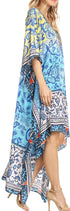 Vestido Sakkas Laisson Flowy Hi-Lo Caftán con diamantes de imitación, cuello en V, corte cuadrado, para cubrir la parte superior
