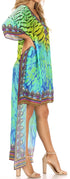 Vestido Sakkas Laisson Flowy Hi-Lo Caftán con diamantes de imitación, cuello en V, corte cuadrado, para cubrir la parte superior