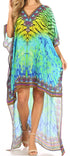 Vestido Sakkas Laisson Flowy Hi-Lo Caftán con diamantes de imitación, cuello en V, corte cuadrado, para cubrir la parte superior