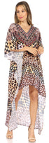 Vestido Sakkas Laisson Flowy Hi-Lo Caftán con diamantes de imitación, cuello en V, corte cuadrado, para cubrir la parte superior