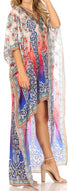 Vestido Sakkas Laisson Flowy Hi-Lo Caftán con diamantes de imitación, cuello en V, corte cuadrado, para cubrir la parte superior