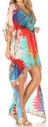 Vestido Sakkas Laisson Flowy Hi-Lo Caftán con diamantes de imitación, cuello en V, corte cuadrado, para cubrir la parte superior