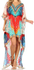 Vestido Sakkas Laisson Flowy Hi-Lo Caftán con diamantes de imitación, cuello en V, corte cuadrado, para cubrir la parte superior