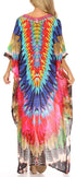 Vestido Sakkas Laisson Flowy Hi-Lo Caftán con diamantes de imitación, cuello en V, corte cuadrado, para cubrir la parte superior