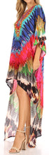 Vestido Sakkas Laisson Flowy Hi-Lo Caftán con diamantes de imitación, cuello en V, corte cuadrado, para cubrir la parte superior