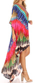 Vestido Sakkas Laisson Flowy Hi-Lo Caftán con diamantes de imitación, cuello en V, corte cuadrado, para cubrir la parte superior