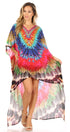 Vestido Sakkas Laisson Flowy Hi-Lo Caftán con diamantes de imitación, cuello en V, corte cuadrado, para cubrir la parte superior