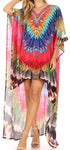 Vestido Sakkas Laisson Flowy Hi-Lo Caftán con diamantes de imitación, cuello en V, corte cuadrado, para cubrir la parte superior