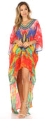 Vestido Sakkas Laisson Flowy Hi-Lo Caftán con diamantes de imitación, cuello en V, corte cuadrado, para cubrir la parte superior