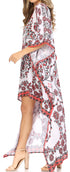 Vestido Sakkas Laisson Flowy Hi-Lo Caftán con diamantes de imitación, cuello en V, corte cuadrado, para cubrir la parte superior