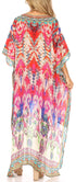 Vestido Sakkas Laisson Flowy Hi-Lo Caftán con diamantes de imitación, cuello en V, corte cuadrado, para cubrir la parte superior