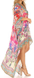 Vestido Sakkas Laisson Flowy Hi-Lo Caftán con diamantes de imitación, cuello en V, corte cuadrado, para cubrir la parte superior