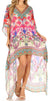 Vestido Sakkas Laisson Flowy Hi-Lo Caftán con diamantes de imitación, cuello en V, corte cuadrado, para cubrir la parte superior