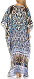 Vestido Sakkas Laisson Flowy Hi-Lo Caftán con diamantes de imitación, cuello en V, corte cuadrado, para cubrir la parte superior