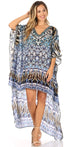 Vestido Sakkas Laisson Flowy Hi-Lo Caftán con diamantes de imitación, cuello en V, corte cuadrado, para cubrir la parte superior