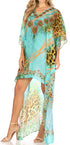 Vestido Sakkas Laisson Flowy Hi-Lo Caftán con diamantes de imitación, cuello en V, corte cuadrado, para cubrir la parte superior