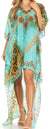 Vestido Sakkas Laisson Flowy Hi-Lo Caftán con diamantes de imitación, cuello en V, corte cuadrado, para cubrir la parte superior