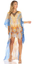 Vestido Sakkas Laisson Flowy Hi-Lo Caftán con diamantes de imitación, cuello en V, corte cuadrado, para cubrir la parte superior