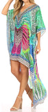 Vestido Sakkas Laisson Flowy Hi-Lo Caftán con diamantes de imitación, cuello en V, corte cuadrado, para cubrir la parte superior