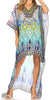 Vestido Sakkas Laisson Flowy Hi-Lo Caftán con diamantes de imitación, cuello en V, corte cuadrado, para cubrir la parte superior