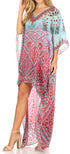Vestido Sakkas Laisson Flowy Hi-Lo Caftán con diamantes de imitación, cuello en V, corte cuadrado, para cubrir la parte superior