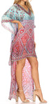 Vestido Sakkas Laisson Flowy Hi-Lo Caftán con diamantes de imitación, cuello en V, corte cuadrado, para cubrir la parte superior