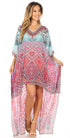 Vestido Sakkas Laisson Flowy Hi-Lo Caftán con diamantes de imitación, cuello en V, corte cuadrado, para cubrir la parte superior