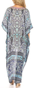 Vestido Sakkas Laisson Flowy Hi-Lo Caftán con diamantes de imitación, cuello en V, corte cuadrado, para cubrir la parte superior