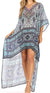 Vestido Sakkas Laisson Flowy Hi-Lo Caftán con diamantes de imitación, cuello en V, corte cuadrado, para cubrir la parte superior