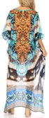 Vestido Sakkas Laisson Flowy Hi-Lo Caftán con diamantes de imitación, cuello en V, corte cuadrado, para cubrir la parte superior