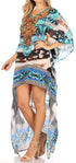 Vestido Sakkas Laisson Flowy Hi-Lo Caftán con diamantes de imitación, cuello en V, corte cuadrado, para cubrir la parte superior