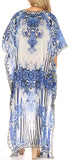 Vestido Sakkas Laisson Flowy Hi-Lo Caftán con diamantes de imitación, cuello en V, corte cuadrado, para cubrir la parte superior