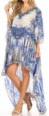 Vestido Sakkas Laisson Flowy Hi-Lo Caftán con diamantes de imitación, cuello en V, corte cuadrado, para cubrir la parte superior