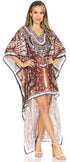 Vestido Sakkas Laisson Flowy Hi-Lo Caftán con diamantes de imitación, cuello en V, corte cuadrado, para cubrir la parte superior