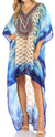 Vestido Sakkas Laisson Flowy Hi-Lo Caftán con diamantes de imitación, cuello en V, corte cuadrado, para cubrir la parte superior