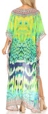 Vestido Sakkas Laisson Flowy Hi-Lo Caftán con diamantes de imitación, cuello en V, corte cuadrado, para cubrir la parte superior