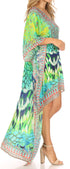 Vestido Sakkas Laisson Flowy Hi-Lo Caftán con diamantes de imitación, cuello en V, corte cuadrado, para cubrir la parte superior