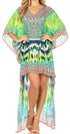Vestido Sakkas Laisson Flowy Hi-Lo Caftán con diamantes de imitación, cuello en V, corte cuadrado, para cubrir la parte superior