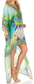 Vestido Sakkas Laisson Flowy Hi-Lo Caftán con diamantes de imitación, cuello en V, corte cuadrado, para cubrir la parte superior