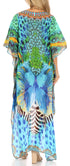 Vestido Sakkas Laisson Flowy Hi-Lo Caftán con diamantes de imitación, cuello en V, corte cuadrado, para cubrir la parte superior
